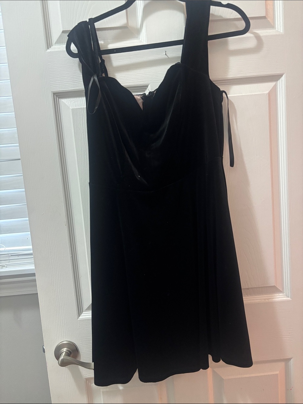 Black Velvet Mini Dress with Tie Straps